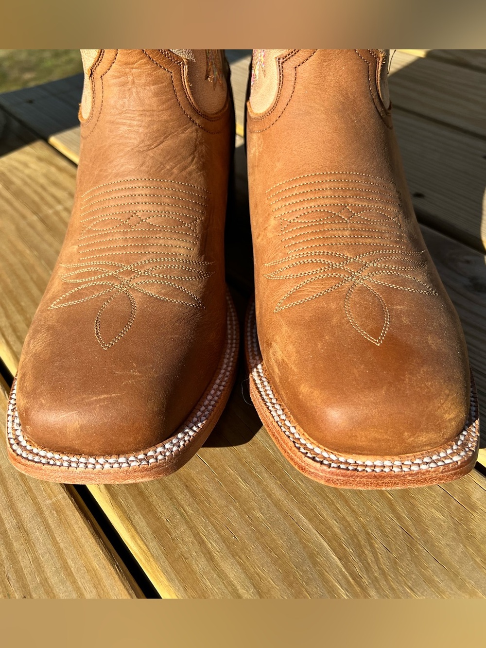 Hyer Women's Mulberry Broad Square Toe Western Boot - Clay/Sand - Picture 4 of 8